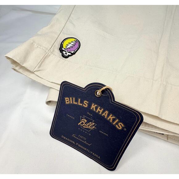 Grateful Dead Steal Your Face Bill's Khakis Pleated Shorts 36" Waist NWT - Picture 1 of 7